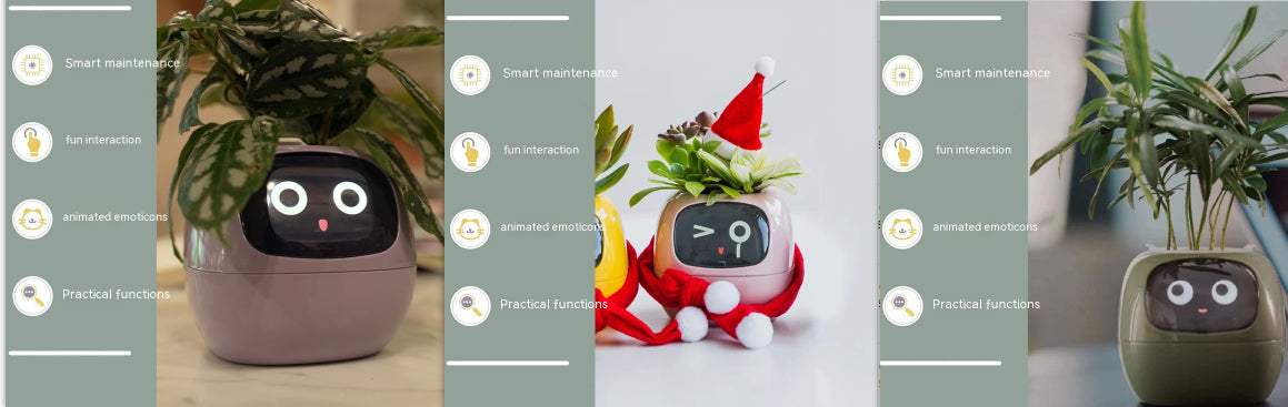 Vaso Inteligente com Expressões e Sensores – Mais de 49 Expressões, 7 Sensores Inteligentes e Chip de IA, Tornando o Cultivo de Plantas Mais Fácil e Divertido