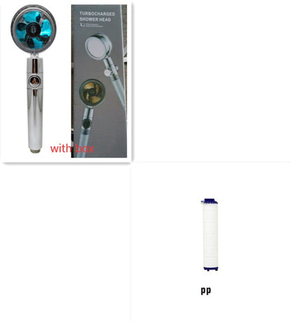 Ducha 360° Rotativo – Economia de Água, Alta Pressão, Turbo com Mini Ventoinha, ABS Premium