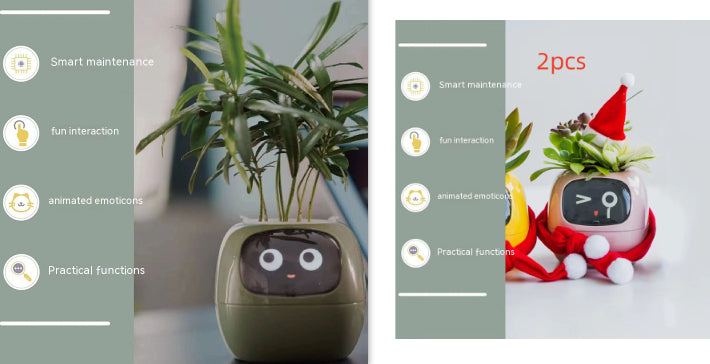 Vaso Inteligente com Expressões e Sensores – Mais de 49 Expressões, 7 Sensores Inteligentes e Chip de IA, Tornando o Cultivo de Plantas Mais Fácil e Divertido