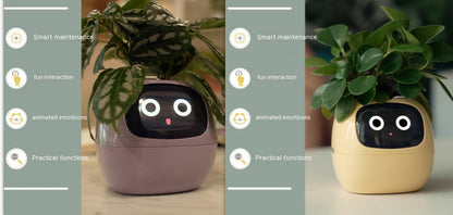 Vaso Inteligente com Expressões e Sensores – Mais de 49 Expressões, 7 Sensores Inteligentes e Chip de IA, Tornando o Cultivo de Plantas Mais Fácil e Divertido