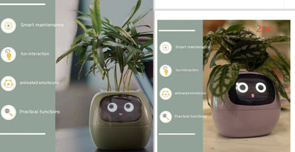 Vaso Inteligente com Expressões e Sensores – Mais de 49 Expressões, 7 Sensores Inteligentes e Chip de IA, Tornando o Cultivo de Plantas Mais Fácil e Divertido
