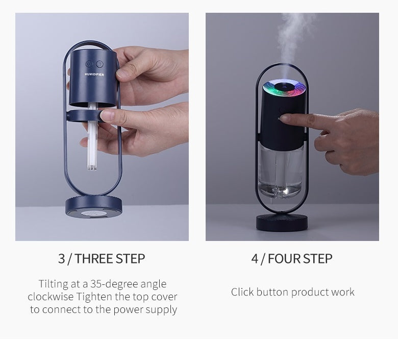 Umidificador de Ar USB com Projeção de Luz Noturna – Ultrassônico, Purificador de Ar para Casa, Carro e Escritório