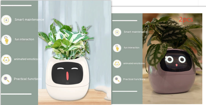 Vaso Inteligente com Expressões e Sensores – Mais de 49 Expressões, 7 Sensores Inteligentes e Chip de IA, Tornando o Cultivo de Plantas Mais Fácil e Divertido