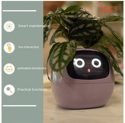 Vaso Inteligente com Expressões e Sensores – Mais de 49 Expressões, 7 Sensores Inteligentes e Chip de IA, Tornando o Cultivo de Plantas Mais Fácil e Divertido