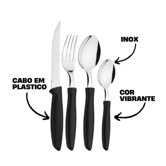 Conjunto de Talheres 24 Peças em Aço Inox | Elegante e Resistente para Uso Diário