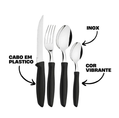 Conjunto de Talheres 24 Peças em Aço Inox | Elegante e Resistente para Uso Diário