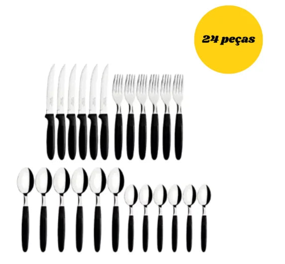 Conjunto de Talheres 24 Peças em Aço Inox | Elegante e Resistente para Uso Diário