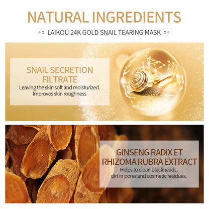 Máscara Peel LAIKOU Ouro 24K Caracol 50g – Limpeza Profunda Remove Pontos Negros Firmeza Clareador