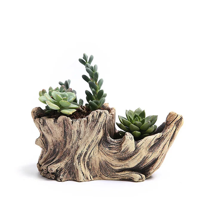 Vaso Concreto Suculentas - Estilo Tronco Vintage Artesanal