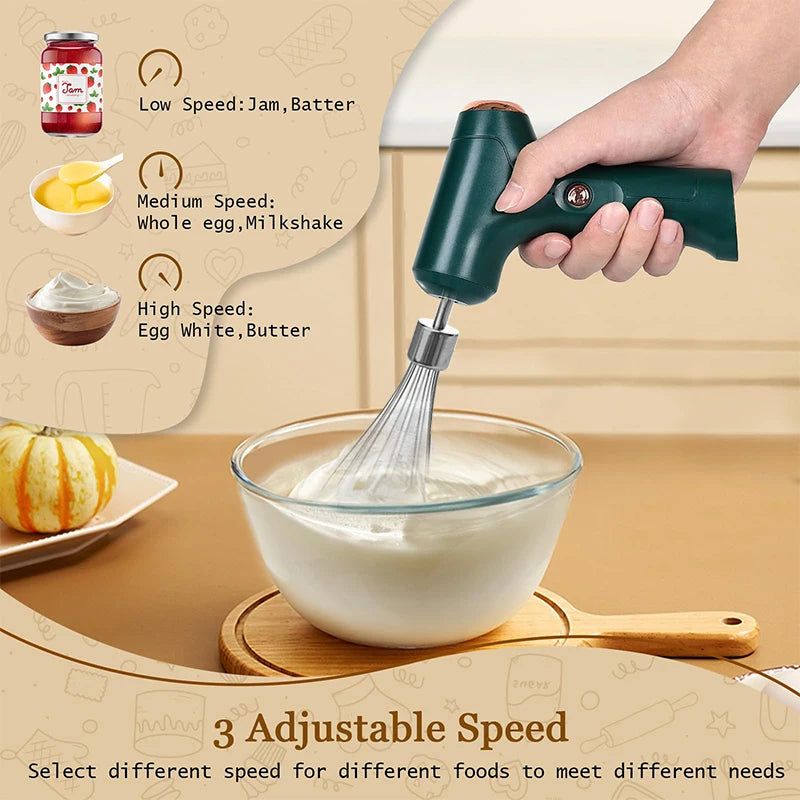 Mixer Manual Elétrico com 6 Lâminas - Batedor Portátil Automático para Cremes e Sobremesas
