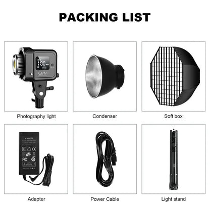 Iluminador LED Profissional 80W GVM SD80D - Softbox Dimmerizável para Fotografia e Vídeo