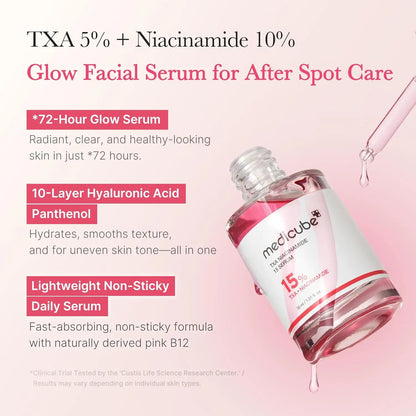 Sérum Medicube TXA Niacinamide 15% Glow - Ácido Tranexâmico 5% Alta Potência Skincare Coreano