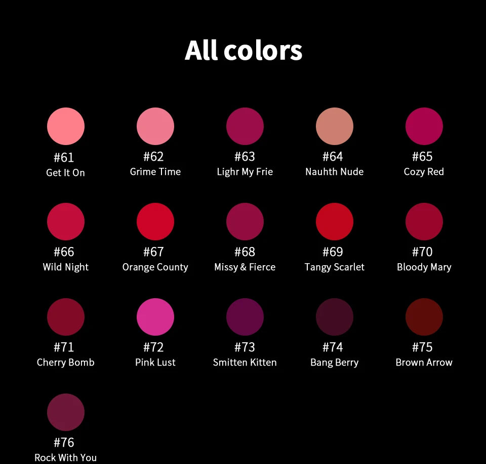 Batom CHARMACY Veludo | 16 Cores Matte de Longa Duração