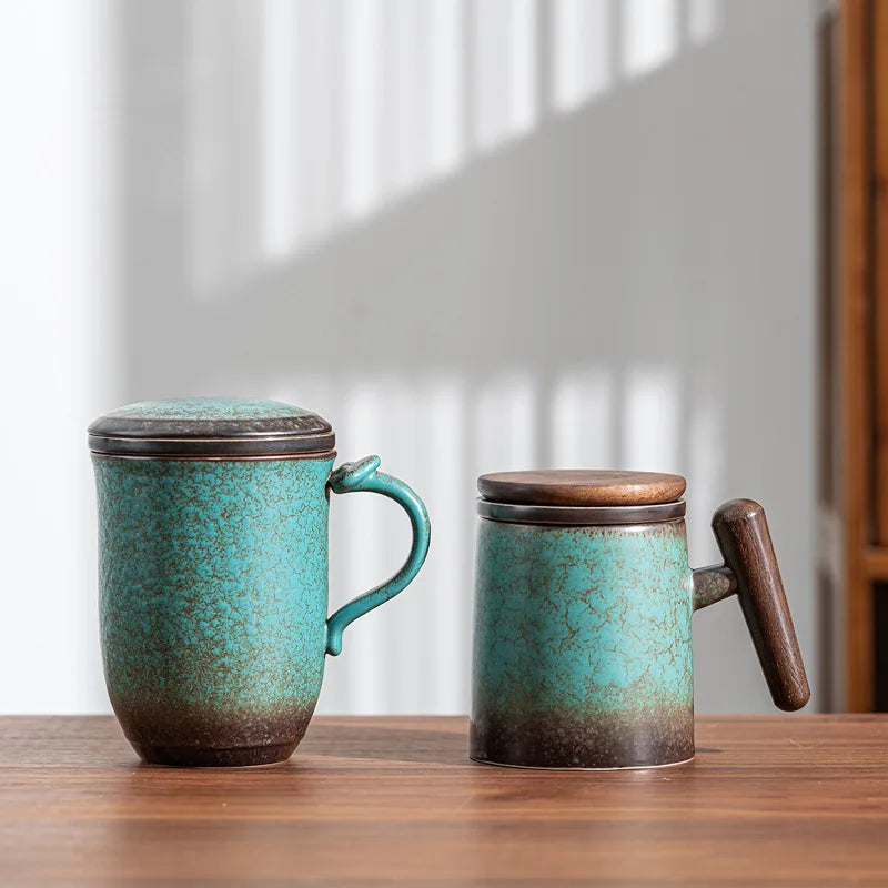 Caneca de Chá em Cerâmica com Tampa e Infusor | Filtro Incluído