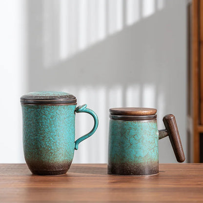 Caneca de Chá em Cerâmica com Tampa e Infusor | Filtro Incluído