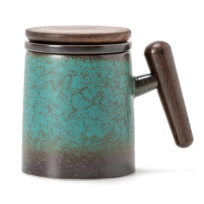 Caneca de Chá em Cerâmica com Tampa e Infusor | Filtro Incluído