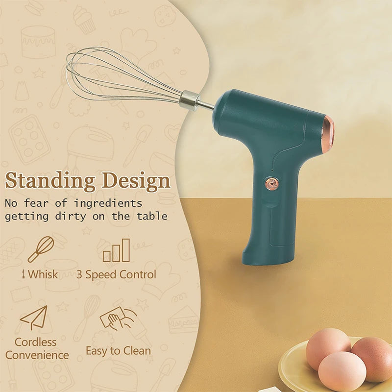Mixer Manual Elétrico com 6 Lâminas - Batedor Portátil Automático para Cremes e Sobremesas