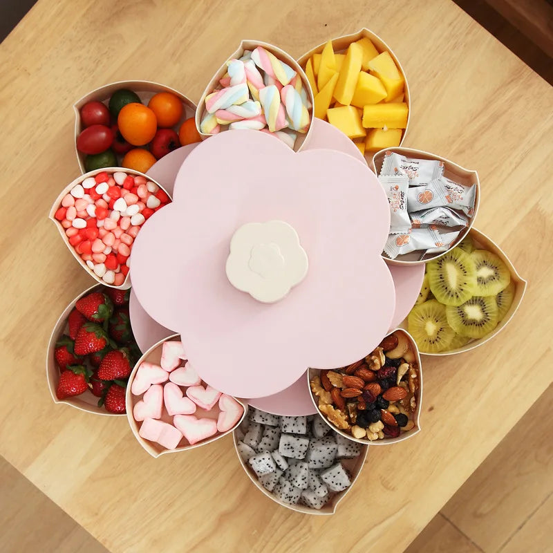 Caixa de Armazenamento Rotativa 2 Andares | Organizador Floral para Doces e Cosméticos