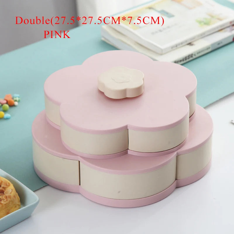 Caixa de Armazenamento Rotativa 2 Andares | Organizador Floral para Doces e Cosméticos