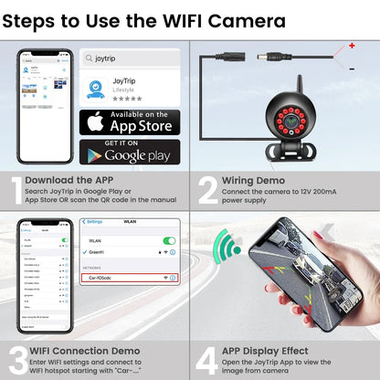 Câmera de Ré Sem Fio HD 720P WiFi 5G | Visão Noturna para Carros e Camiões