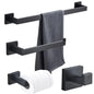 Kit Banheiro Preto Aço Inoxidável - Barra Toalha Completo