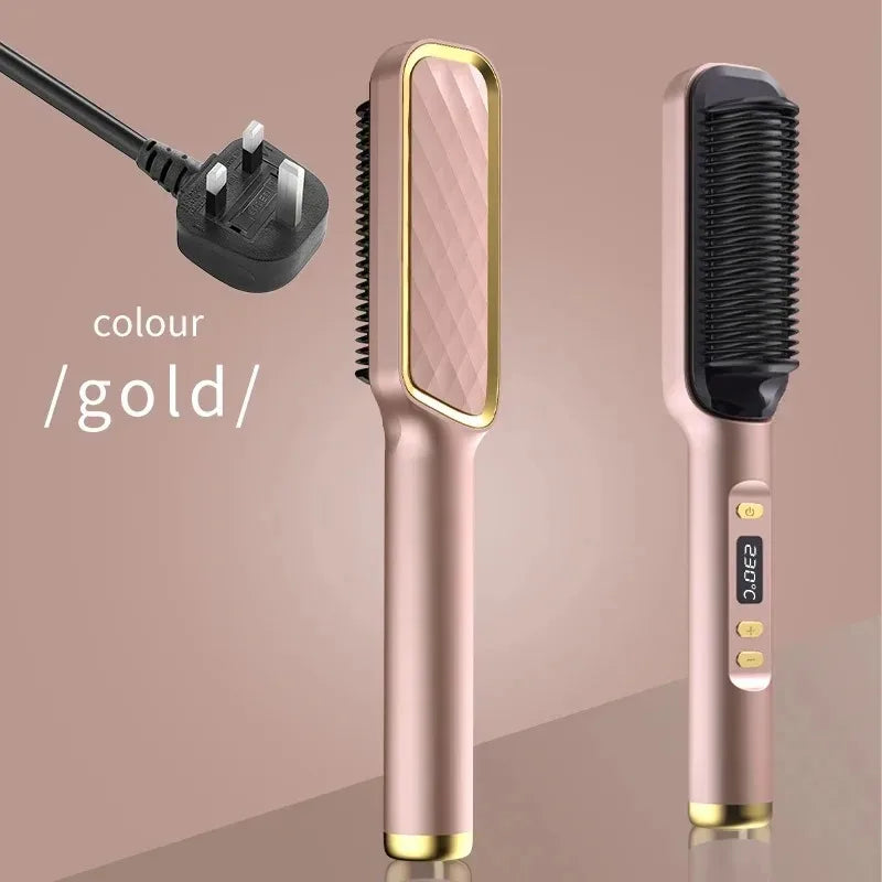 Pente Alisador Elétrico Multifuncional | Escova Alisadora de Cabelo | Iões Negativos | Anti-Queimadura | Ferramenta de Styling | Escova Alisadora