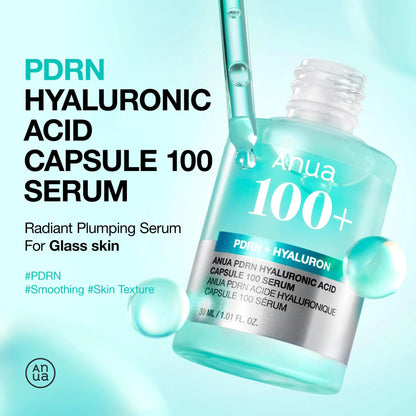 Sérum Anua PDRN 100+ Ácido Hialurónico Cápsulas – Hidratante Revitalizante Rosto Cuidado Pele Coreano Essenciais Beleza