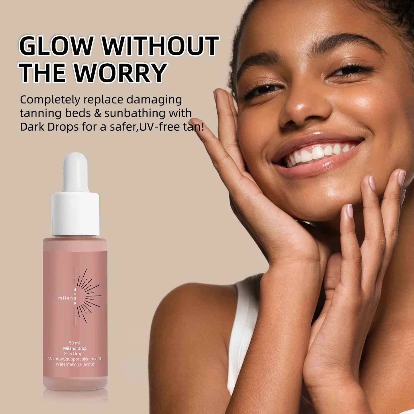 Gotas Autobronzeadoras – Aumenta Melanina Bronzeador Líquido Natural Rosto Corpo Previne Queimaduras Solares