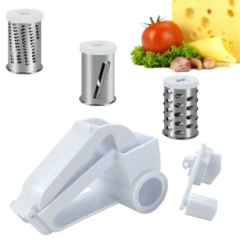 Ralador Queijo Rotativo Manual 3 em 1 - Ralador Multifuncional Aço Inox Manivela Cozinha Criativo
