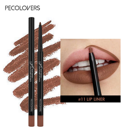 Lápis Delineador Labial Impermeável Mate 12 Cores - Contorno Vermelho Longa Duração Hidratante