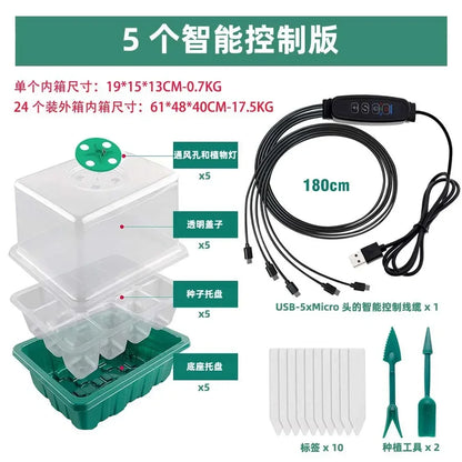 Kit Germinador com Luz LED Crescimento – Bandeja Sementes Regulagem Humidade e Ventilação | ZODOLAMP