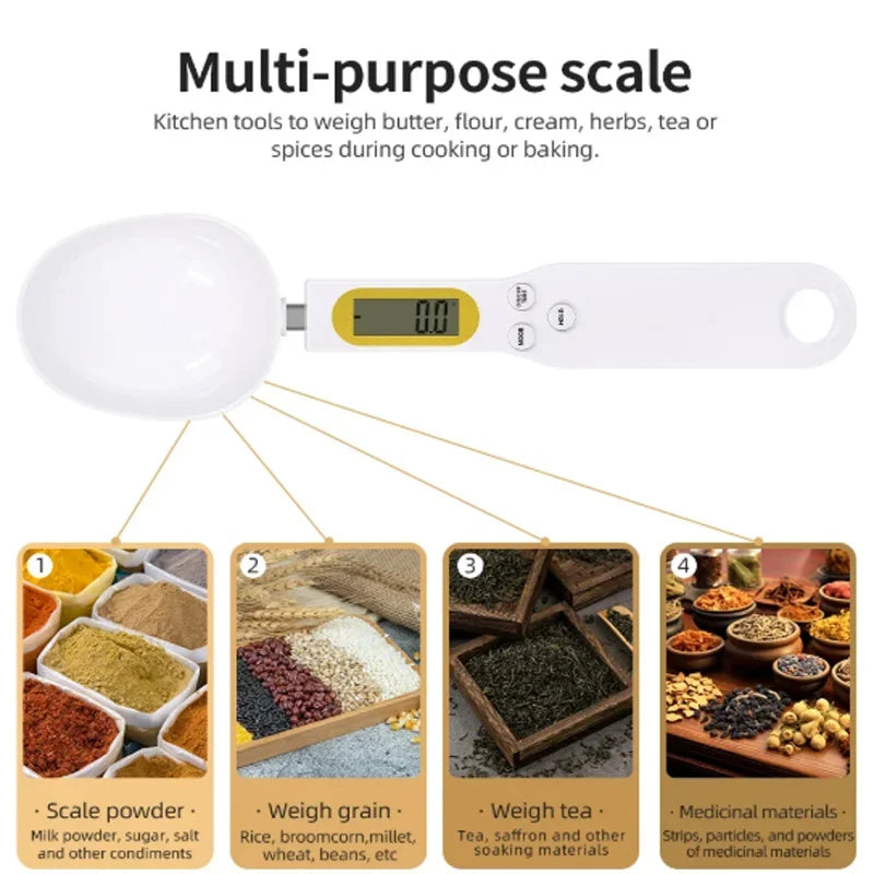 Colher Balança Digital de Cozinha 500g | Precisão 0,1g com Ecrã LED