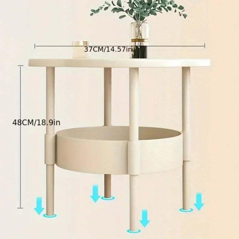 Mesa de Café 2 Níveis Plástico - Mesa Lateral Arrumação Quarto Sala Estilo Moderno