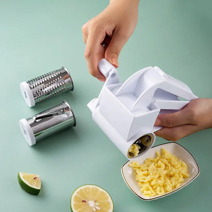 Ralador Queijo Rotativo Manual 3 em 1 - Ralador Multifuncional Aço Inox Manivela Cozinha Criativo