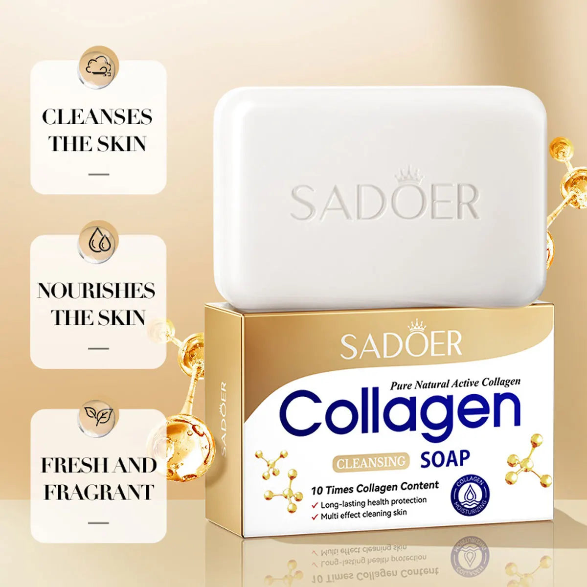 Sabonete Artesanal Colágeno 100g – Suave Hidratante Limpeza Profunda Rosto Corpo Fragrância Duradoura