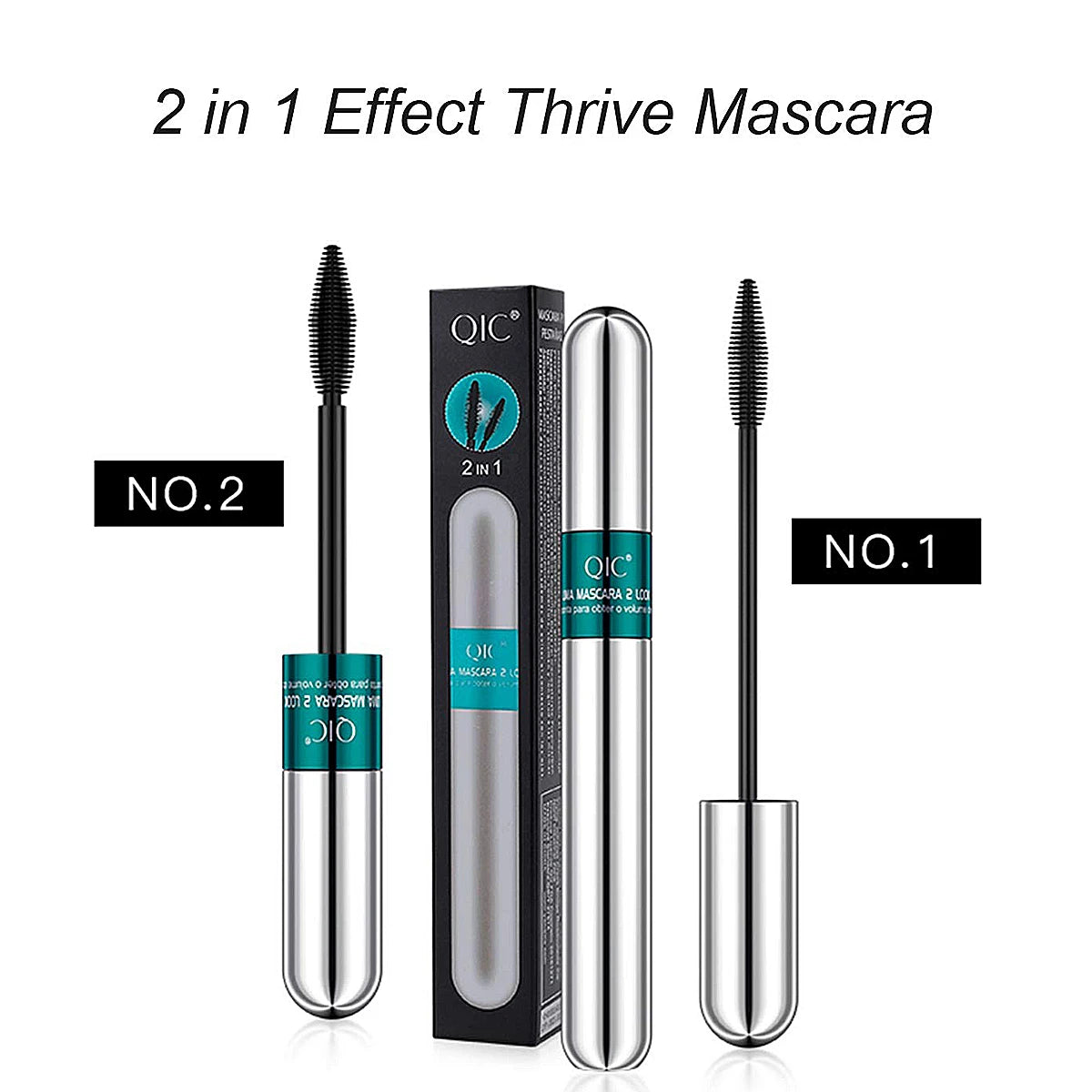 Máscara de Pestanas 2 em 1 Fibra de Seda Waterproof - Volume e Alongamento Intenso
