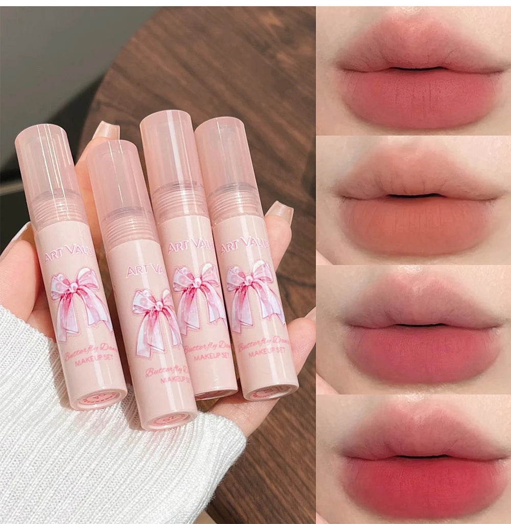 Conjunto de Batons Mate 6 Peças | Kit Veludo Nude com Blush e Colar Presente