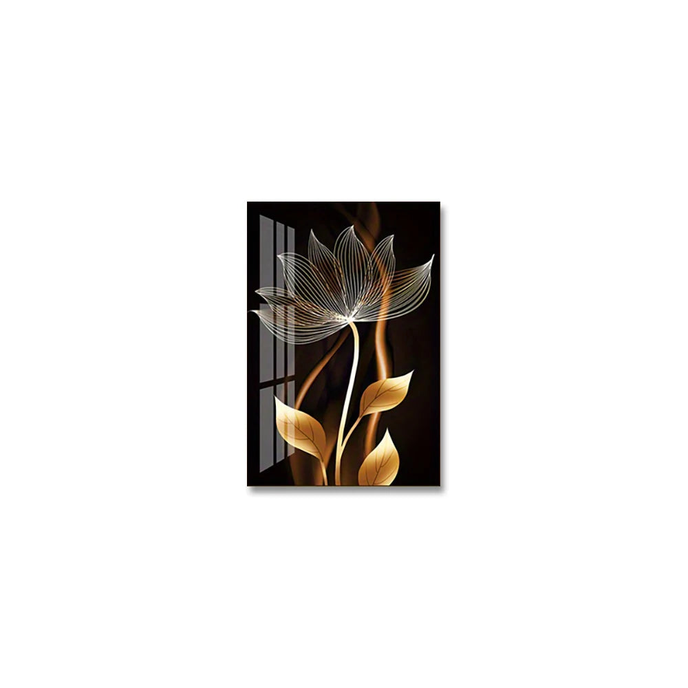 Quadro em Tela Flores Preto e Dourado – Arte Moderna Abstrata para Sala de Estar | Decoração de Casa