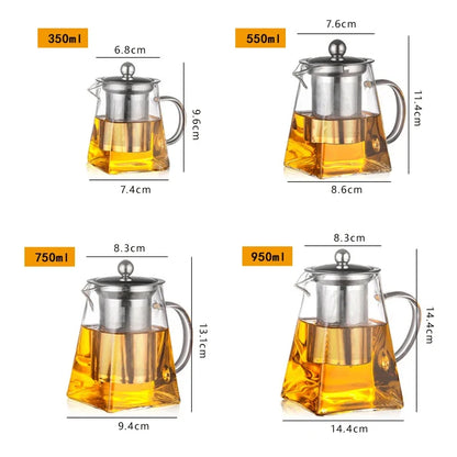 Bule de Vidro com Infusor Inox | Chaleira Elegante para Chá e Café