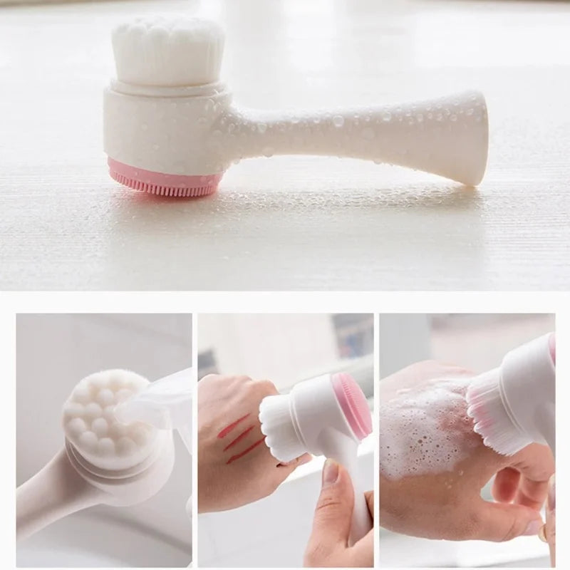 Escova Limpeza Facial Silicone Dupla Face 3D