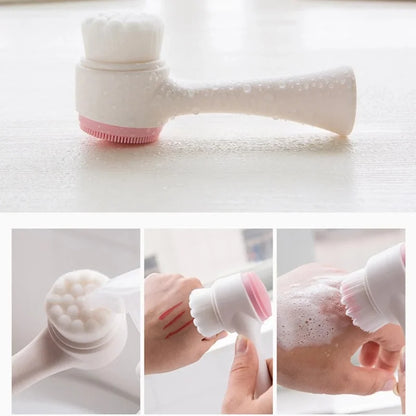 Escova Limpeza Facial Silicone Dupla Face 3D