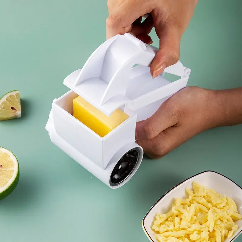 Ralador Queijo Rotativo Manual 3 em 1 - Ralador Multifuncional Aço Inox Manivela Cozinha Criativo