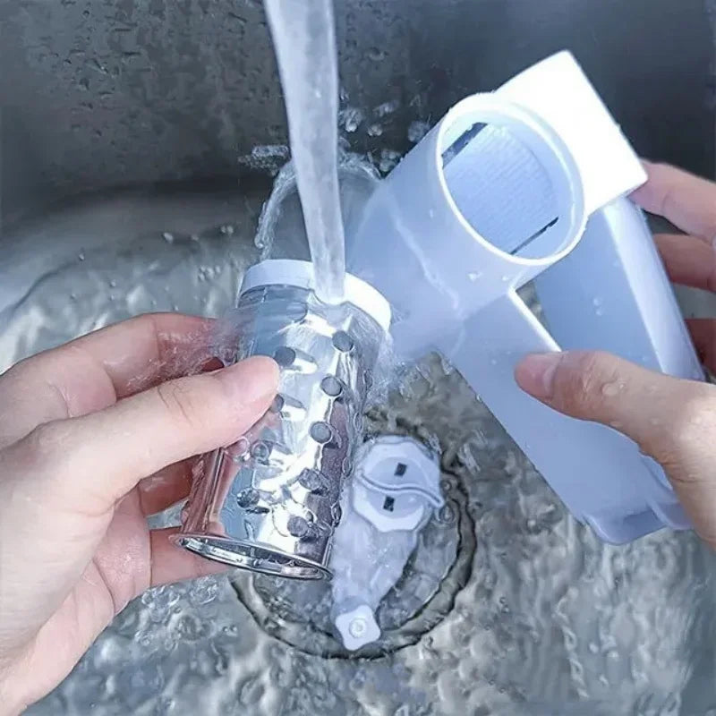 Ralador Queijo Rotativo Manual 3 em 1 - Ralador Multifuncional Aço Inox Manivela Cozinha Criativo