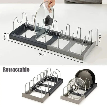 Rack Extensível Inox Cozinha – Organizador Panelas Tampas e Tábuas