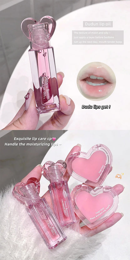Set Bálsamos Labiais Gege Bear Extrato Plantas – Hidratante Gloss Incolor Nutritivo