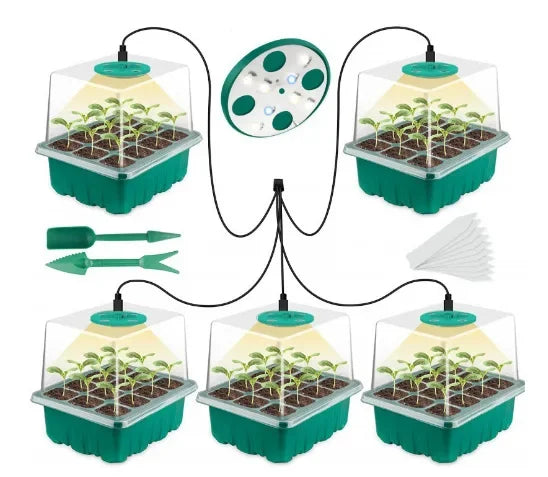 Kit Germinador com Luz LED Crescimento – Bandeja Sementes Regulagem Humidade e Ventilação | ZODOLAMP