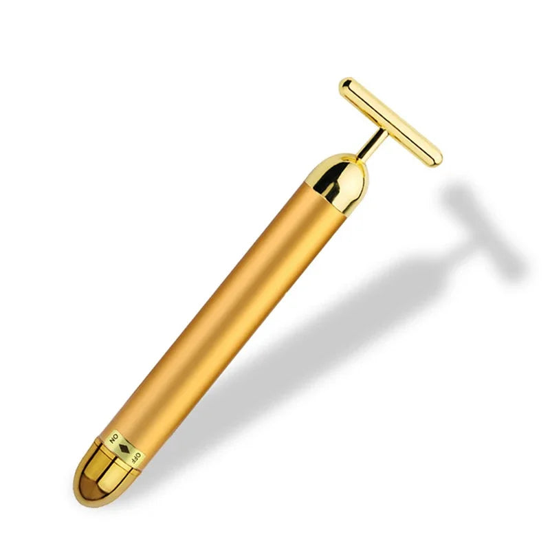 Massageador Facial Ouro 24K Formato T | Beauty Bar Energético | Lifting e Firmeza | Massagem Facial Profissional