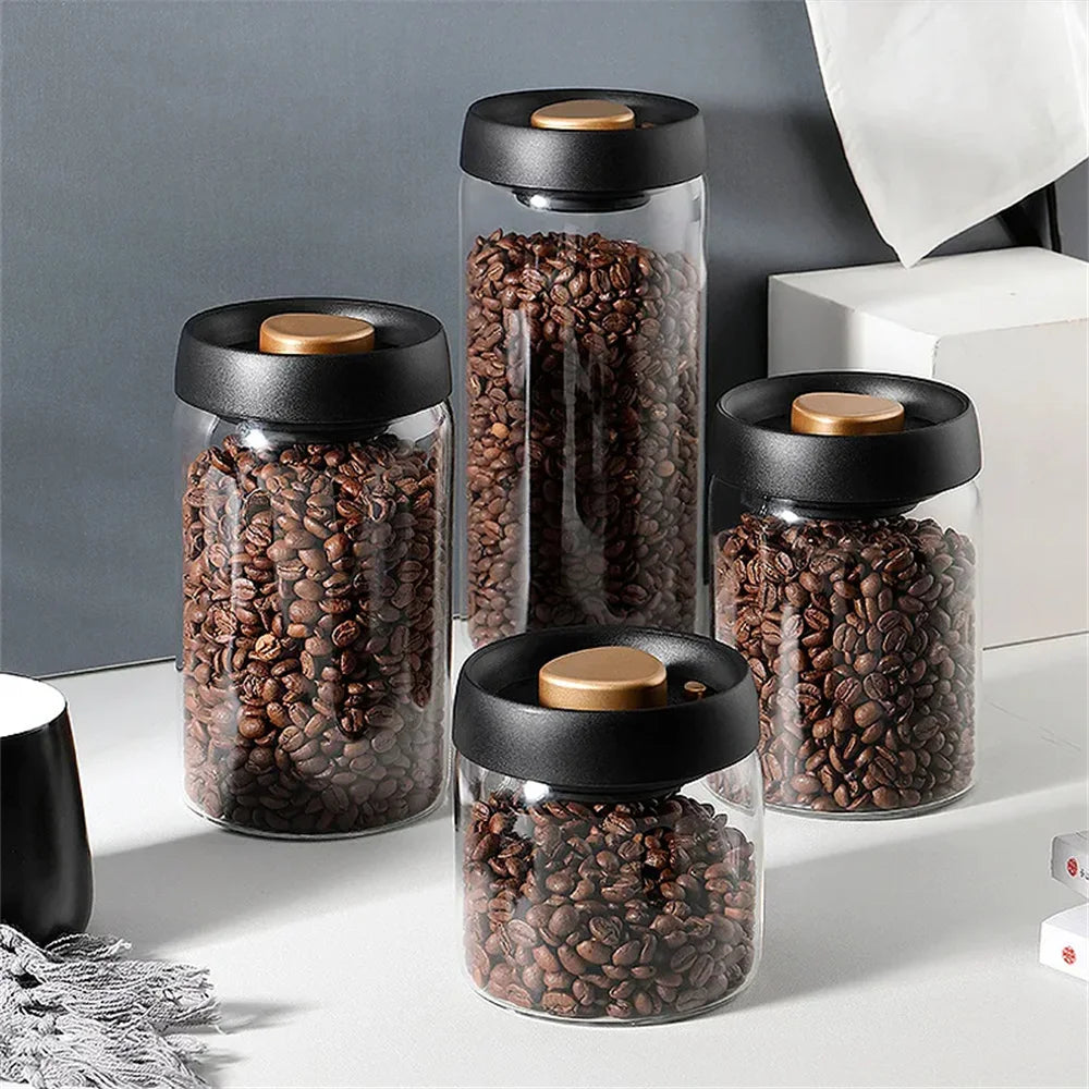 Frasco de Vidro Hermético para Café e Chá – Armazenamento a Vácuo Anti-Humidade | 1 Un.