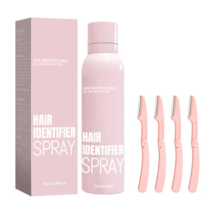 Spray Identificador Pelos 114ml + 4 Lâminas Dermaplaning - Depilação Facial Suave Indolor Profissional