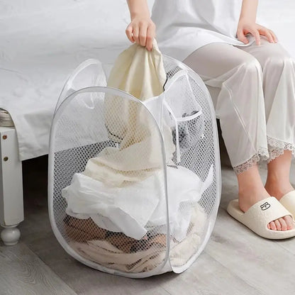 Cesto de Roupa Suja Dobrável em Malha | Grande Capacidade e Respirável para Lavandaria